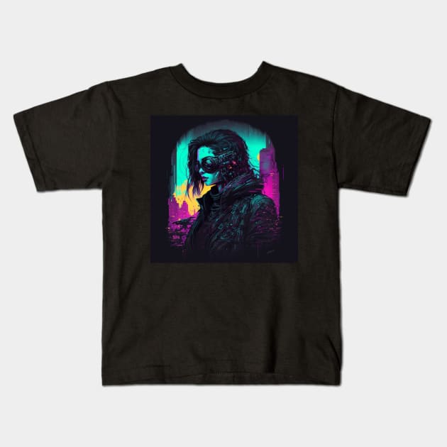 Cyberpunk Paint Style Kids T-Shirt by AICreateWorlds